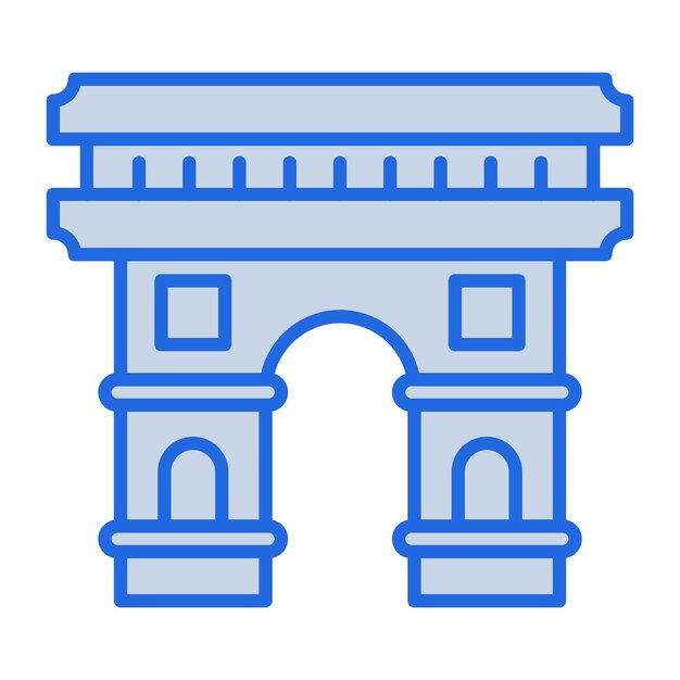Ilustración en tono azul del Arco del Triunfo