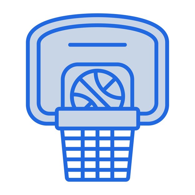 Ilustración en tono azul del aro de baloncesto