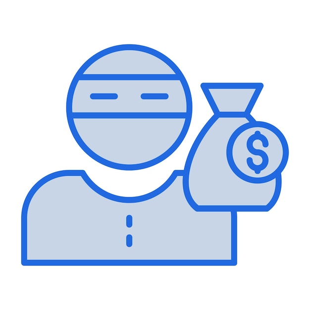 Ilustración en tono azul de bandido