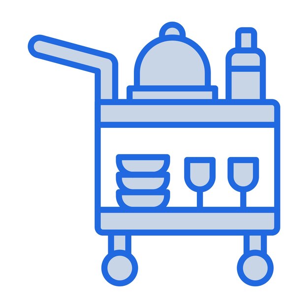 Ilustración en tono azul del carrito de servicio