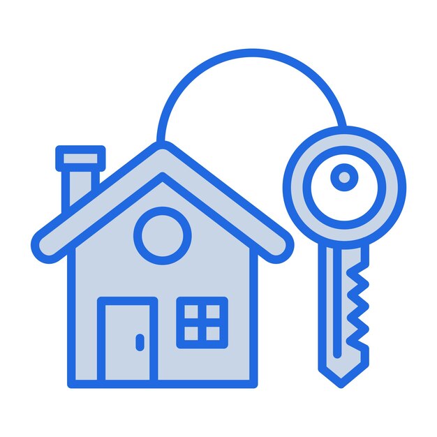 Ilustración en tono azul clave de la casa.
