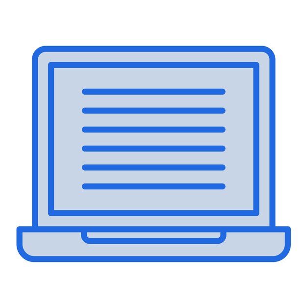 Ilustración en tono azul de la computadora portátil