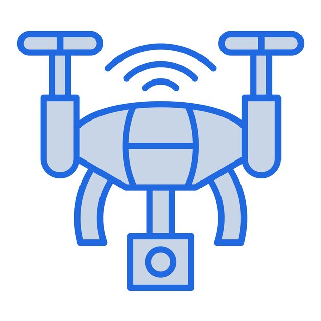 Ilustración de tono azul del dron inteligente