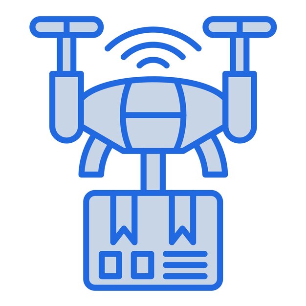 Ilustración en tono azul de la entrega de drones