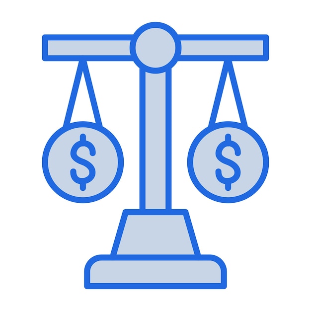 Ilustración en tono azul de la escala de dinero.