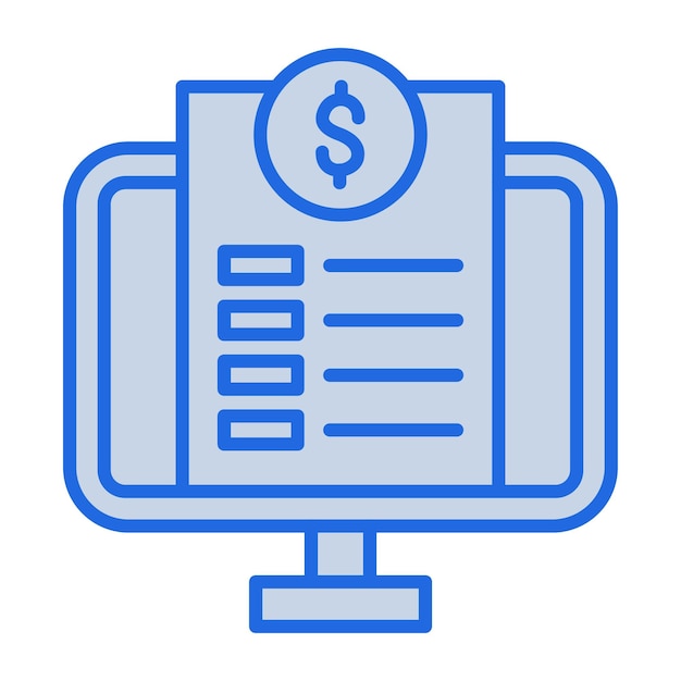 Ilustración en el tono azul de la factura en línea.