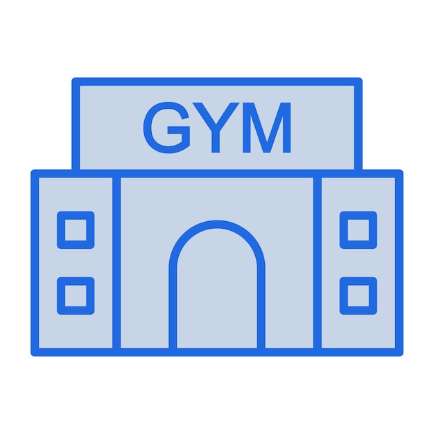 Ilustración en tono azul del gimnasio