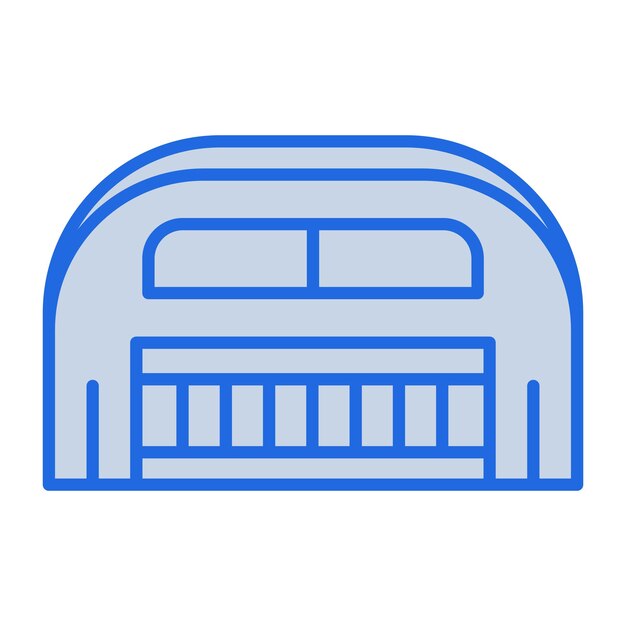 Ilustración en tono azul del hangar
