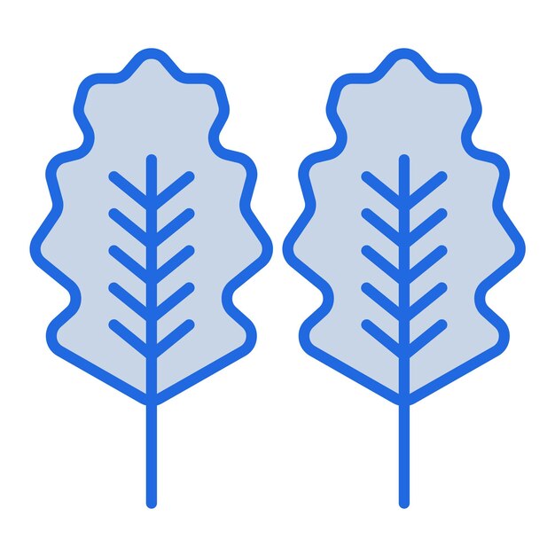 Ilustración en tono azul de hoja de roble