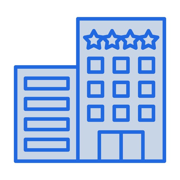 Ilustración en tono azul del Hotel 4 Estrellas