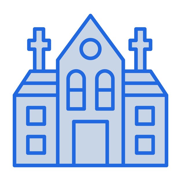 Ilustración del tono azul de la iglesia.