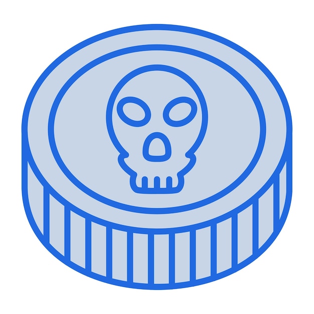 Ilustración en tono azul de la moneda pirata