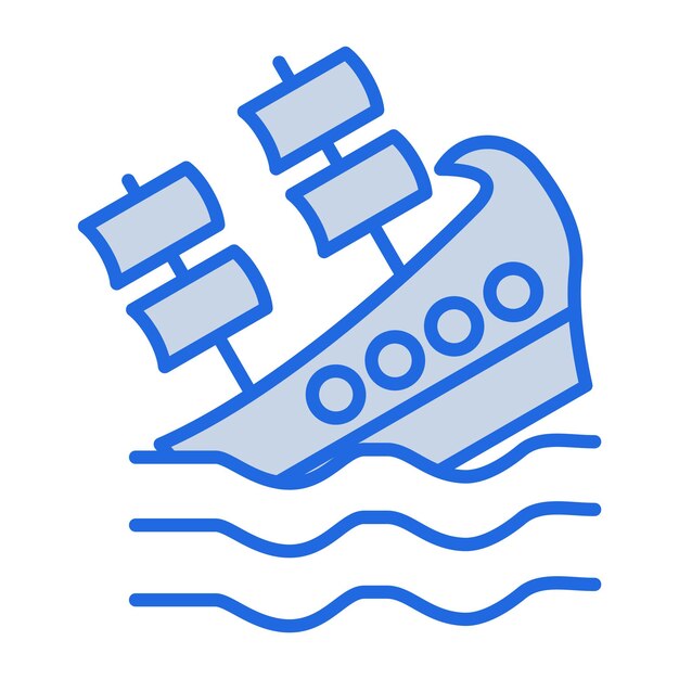 Ilustración en tono azul del naufragio