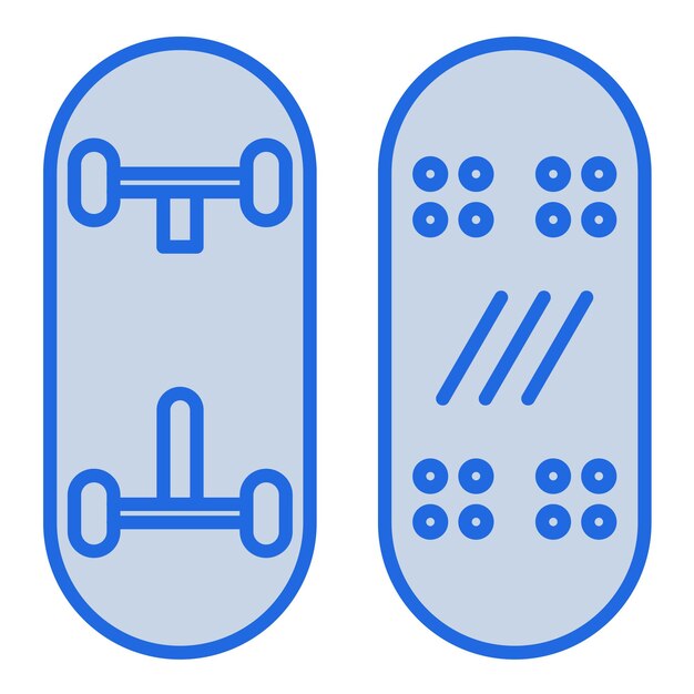 Ilustración en tono azul de patineta