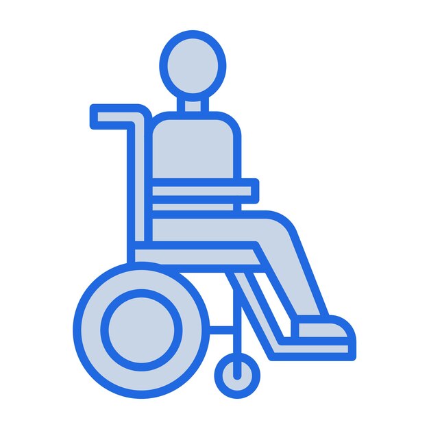 Ilustración en tono azul de una persona discapacitada
