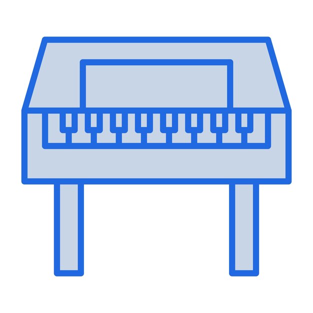 Ilustración de tono azul de piano de madera