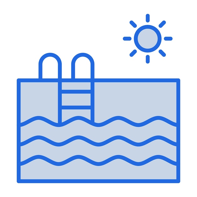 Ilustración en tono azul de la piscina.