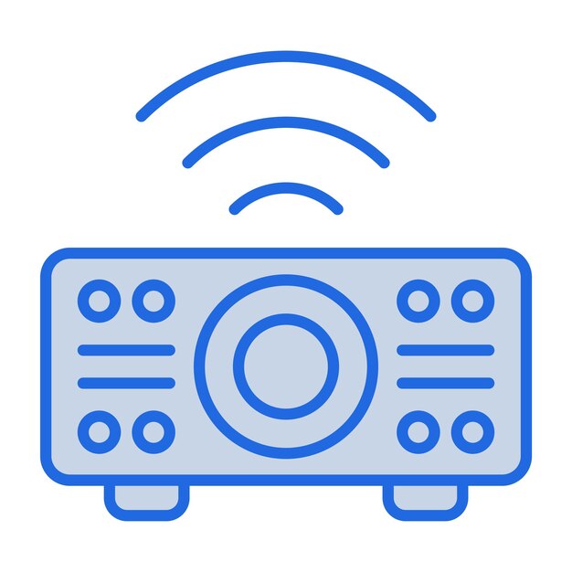 Ilustración de tono azul del proyector de video.
