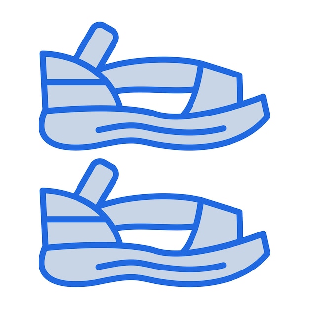 Ilustración en tono azul de sandalia