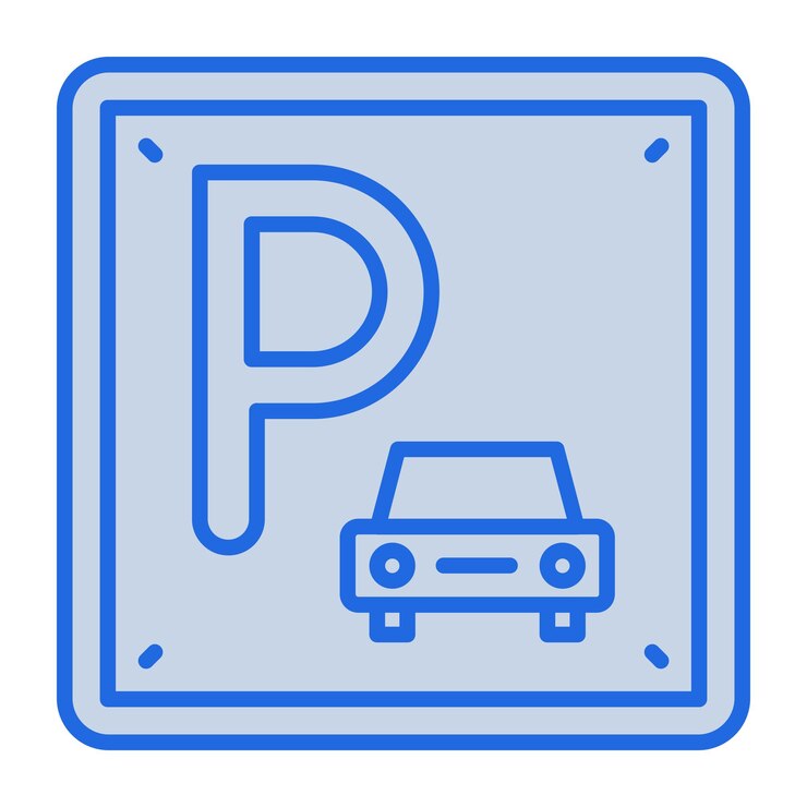 Vector ilustración en tono azul de la señal de estacionamiento