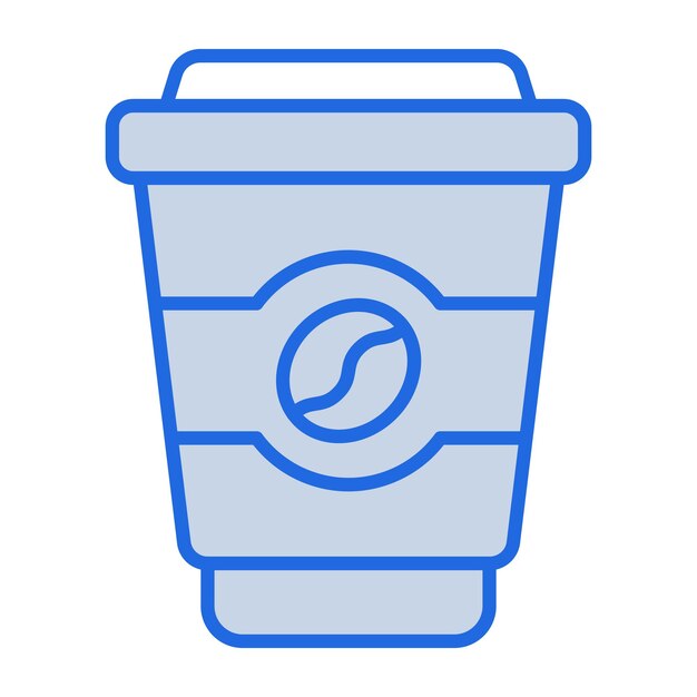 Ilustración en tono azul de la taza de café