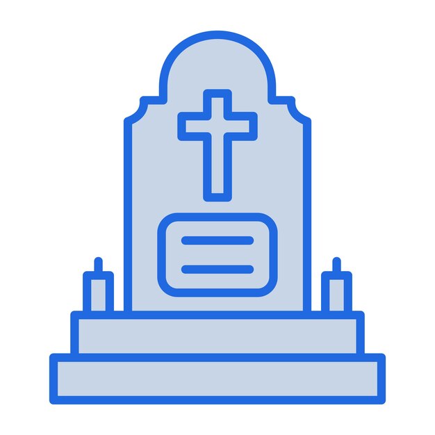 Ilustración en tono azul de la tumba.