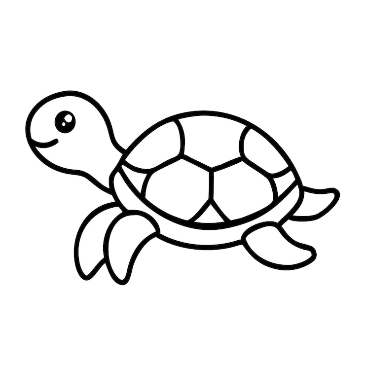 Vector ilustración de la tortuga negra y blanca de dibujos animados