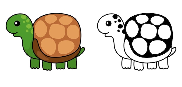 Ilustración de tortuga de personaje de dibujos animados coloridos