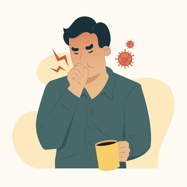 Vector ilustración de tos de concepto de enfermedad