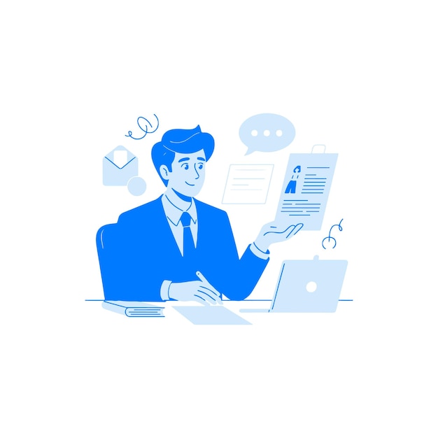 Una ilustración de un trabajador de oficina de negocios para la web moderna