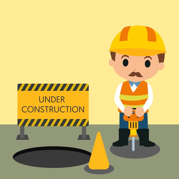 Ilustración de trabajo de construcción