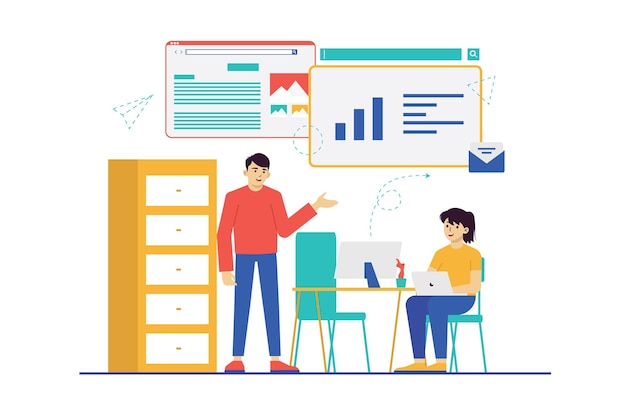 Ilustración de trabajo en equipo de negocios