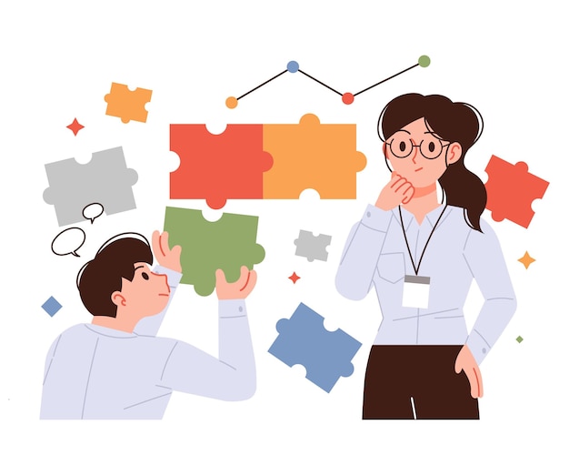 Ilustración de trabajo en equipo de negocios
