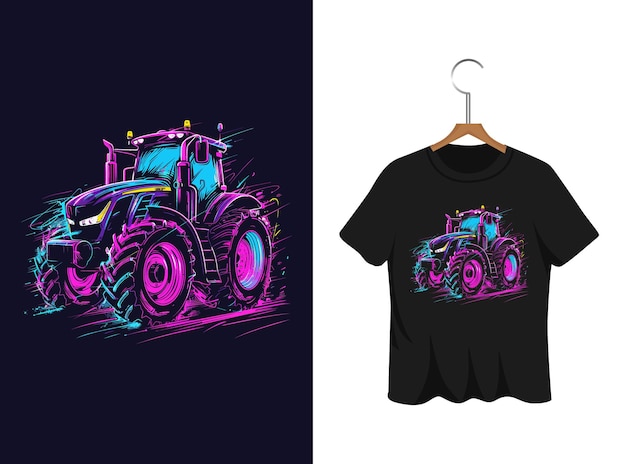 Ilustración de tractor diseño de camiseta obra de arte