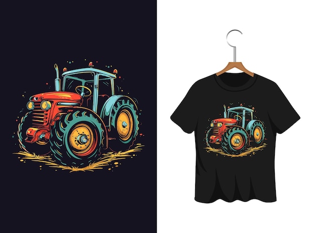 Vector ilustración de tractor diseño de camiseta obra de arte