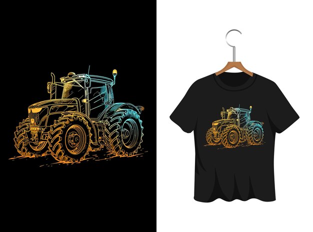 Vector ilustración de tractor diseño de camiseta obra de arte