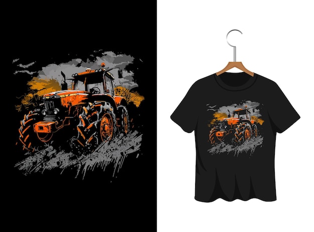 Ilustración de tractor diseño de camiseta obra de arte