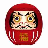 Vector ilustración tradicional japonesa de la muñeca daruma significa feliz