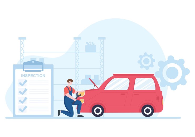Vector ilustración de transporte de inspección de automóviles