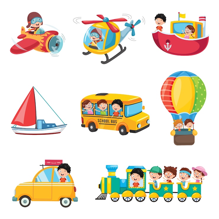 Vector ilustración del transporte de niños