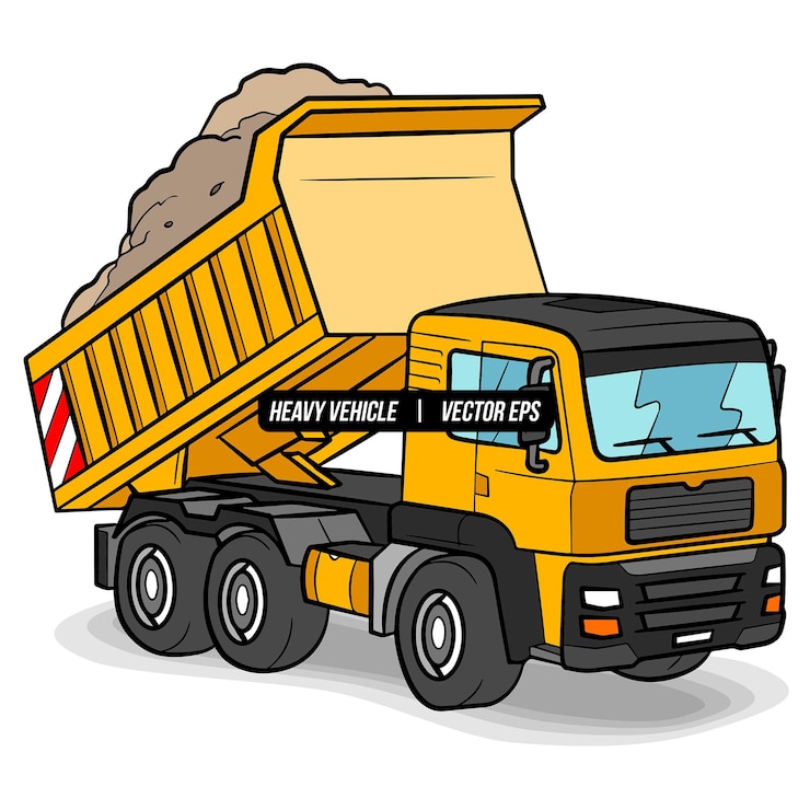 Vector ilustración de transporte de vehículos pesados de camión volquete