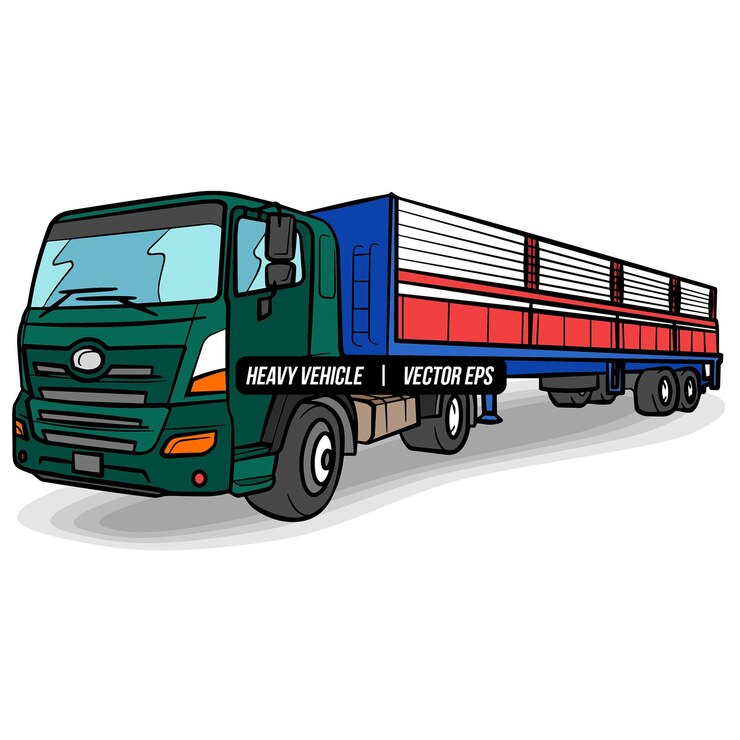 Ilustración de transporte de vehículos pesados de camiones de larga distancia