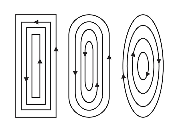 Ilustración de trazo de línea con flujo de flecha diseño único con fondo en blanco