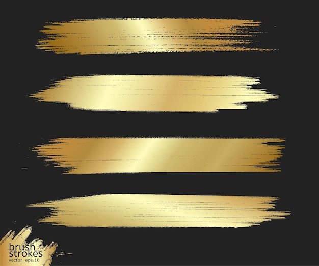 Ilustración de trazos de pintura dorada Vector