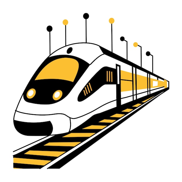 Ilustración de un tren en estilo dibujado a mano