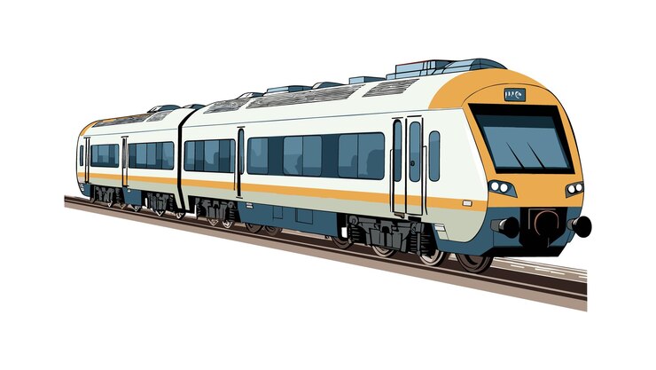 Ilustración del tren Metro aislado sobre fondo blanco.
