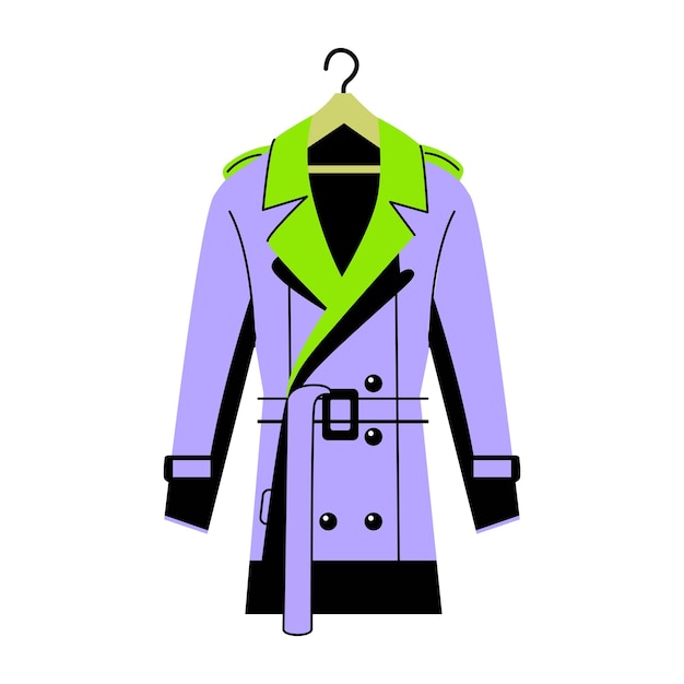 Ilustración de trenchcoat de detective en estilo plano