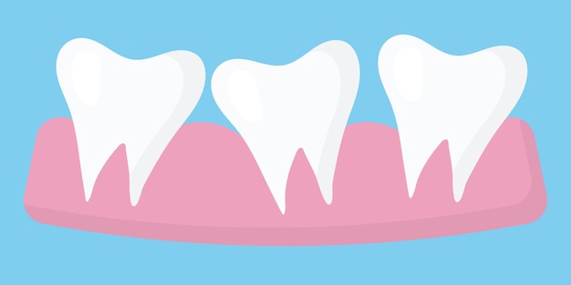 Ilustración de tres dientes Tres dientes dentados El concepto de dientes desiguales