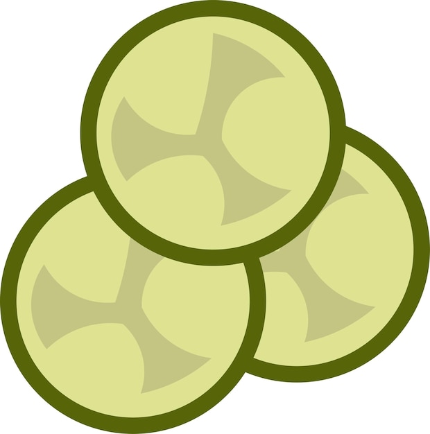 Ilustración de tres rebanadas de verduras verdes