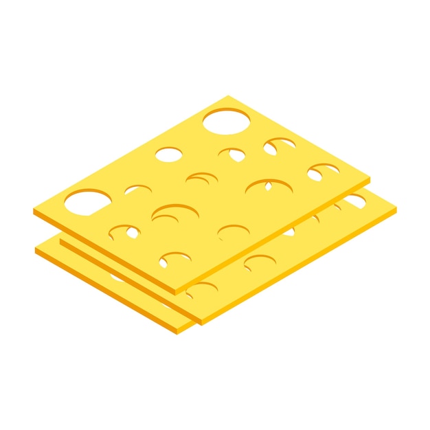 Ilustración de un triángulo de queso suizo aislado sobre un fondo blanco